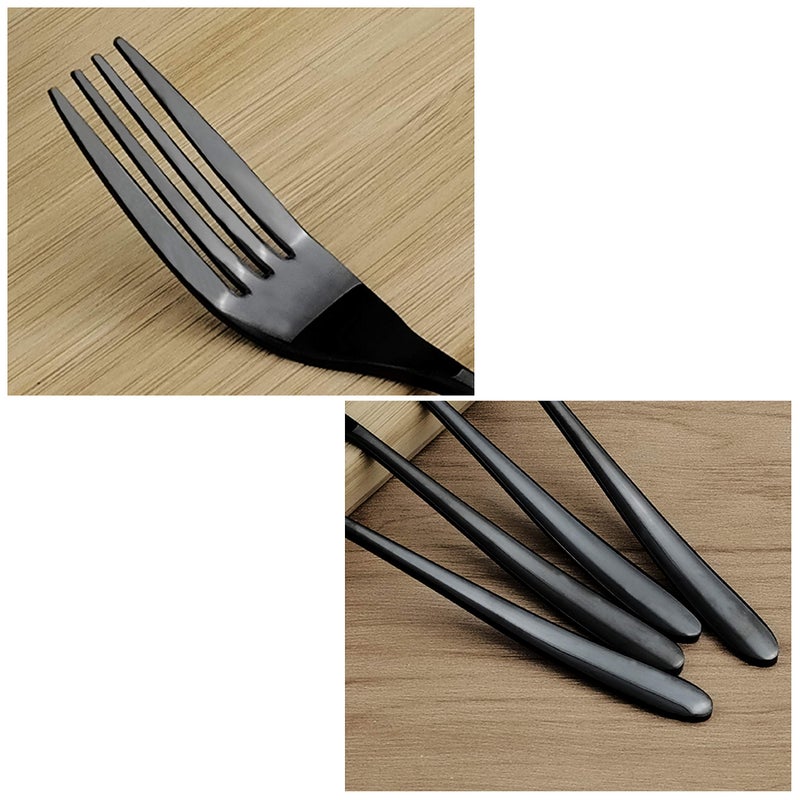 Vababa 16-Piece Mirror Finish Black Stainless Steel Dessert Forks, 7.2-INCH - Image 2